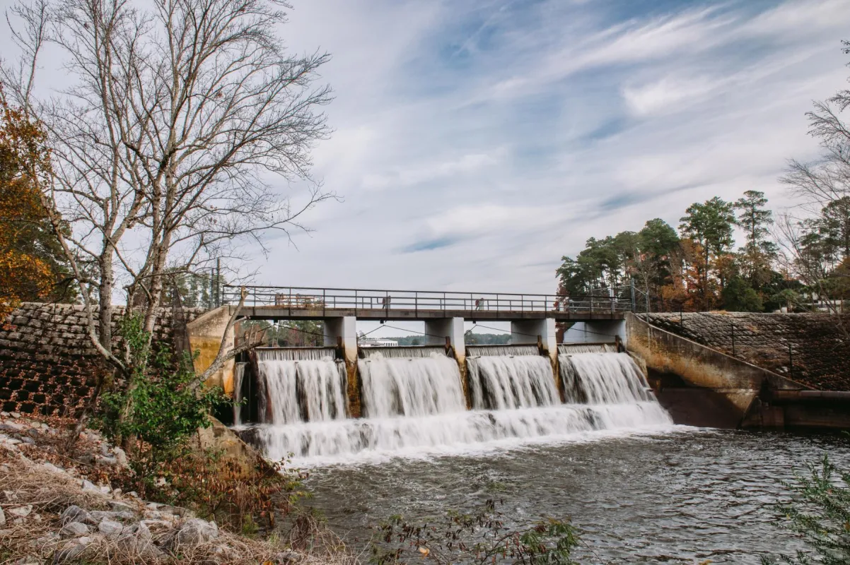 Spillway overlooking new waterfront park