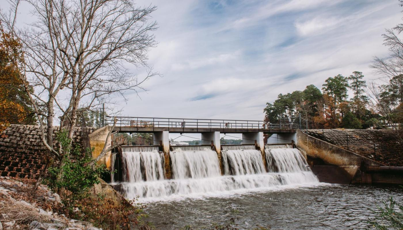 Spillway overlooking new waterfront park